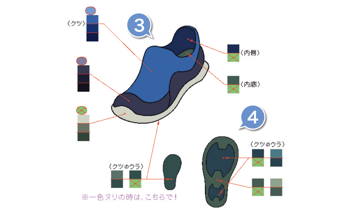 靴などの小物の色を決める