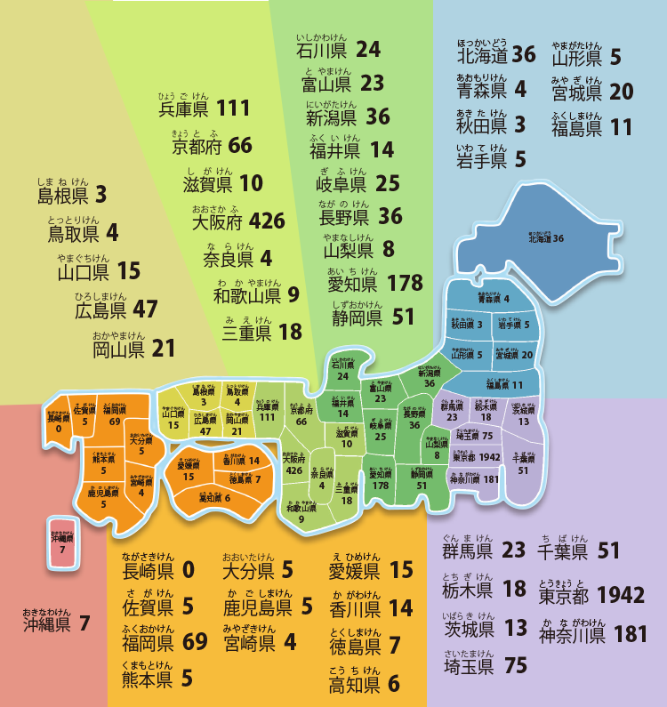 都道府県別上場会社数